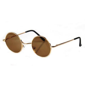 New Lennon Style Gold Lens Round Hippie Sunglasses